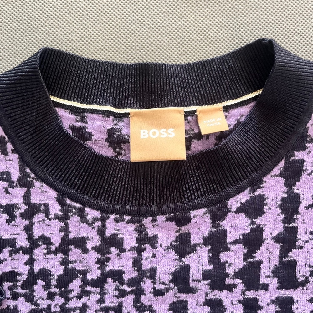 BOSS Favianna Wool & Cotton Blend Sweater in Paisley Purple Fantasy Size X-Small - Picture 2 of 10